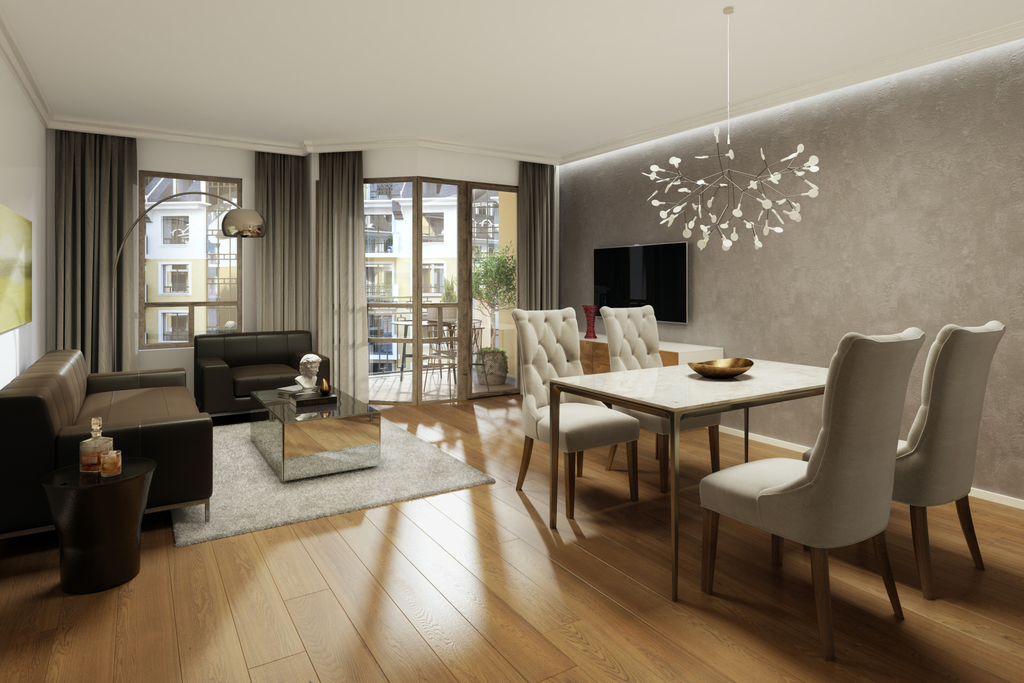 Апартаменты с 2 спальнями в современном жилом комплексе